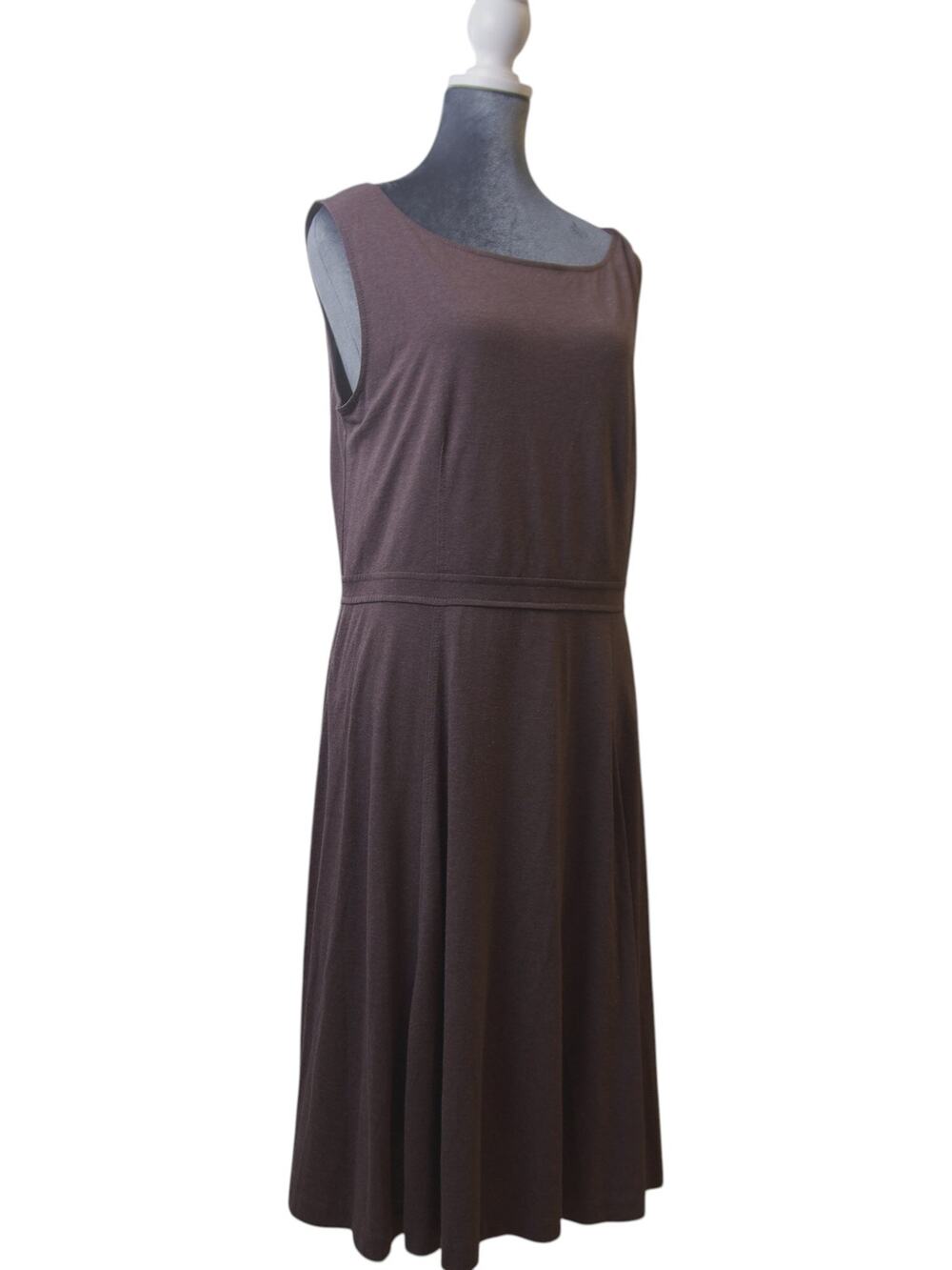 LOFT Dress Size 14 Toffee Brown Sleeveless Fit Flare Lined Fall Neutral EUC - Picture 1 of 16